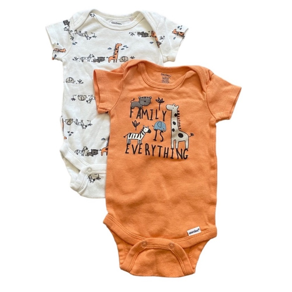 Gerber 0-3 Month Safari Jungle Print Onesie Bundle Gender Neutral